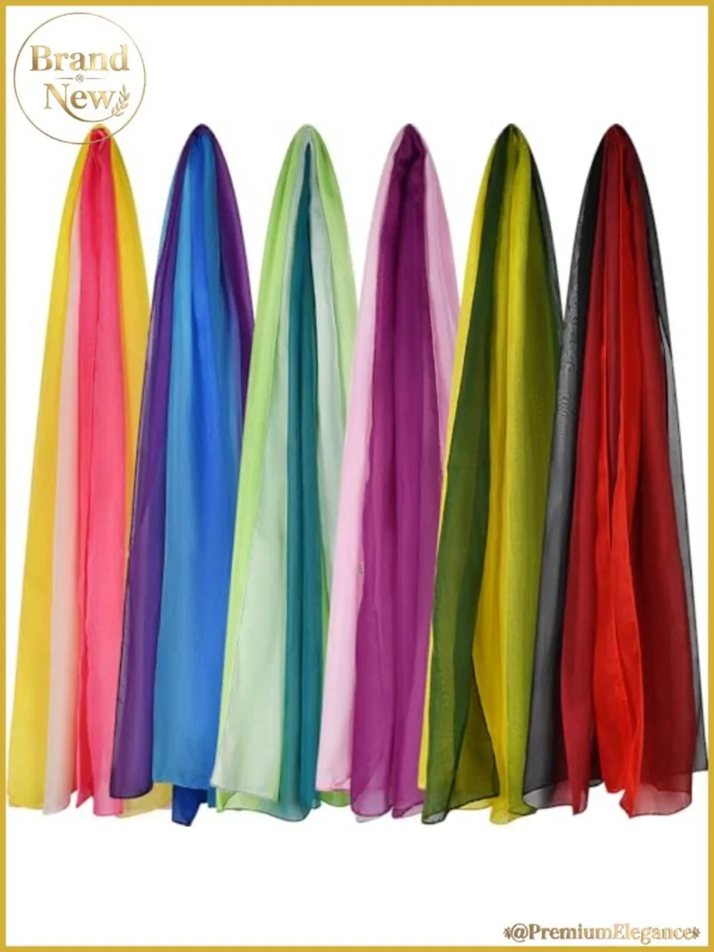 6 Piece Chiffon Scarf Set Lightweight Art Silk Women's Fashion Scarves